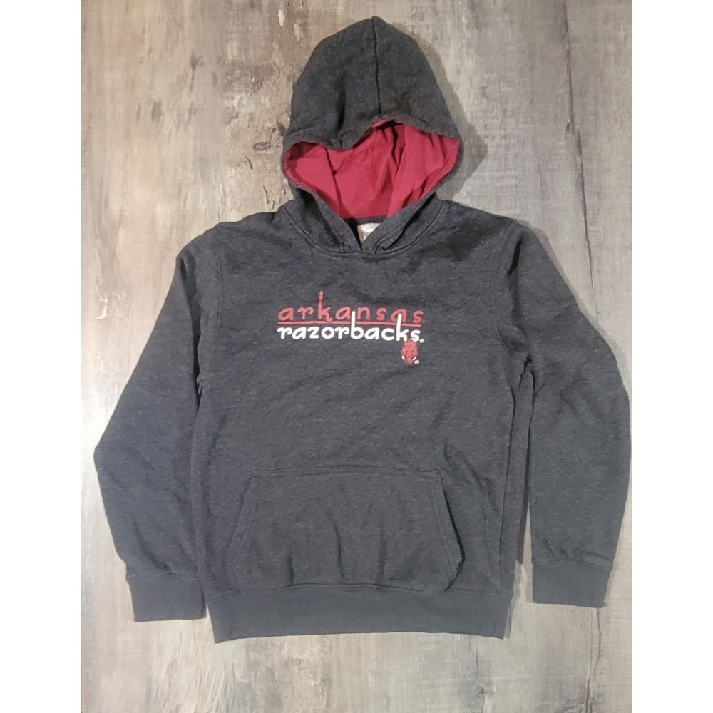 Arkansas‎ Razorbacks Hoodie Youth XL 14-16 Rivalry Threads Sweatshirt Gray EUC
